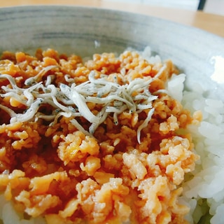 鶏そぼろとちりめんじゃこの丼